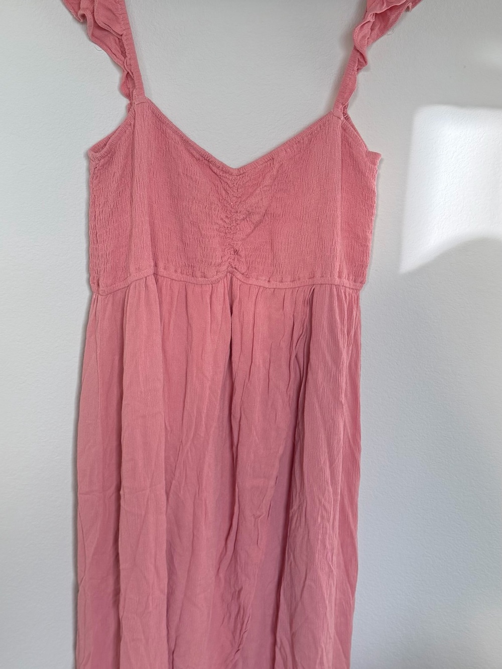 Pink Ruffle Strap Midi Dress XXL Cottagecore Babydoll Smocked Summer Dress
